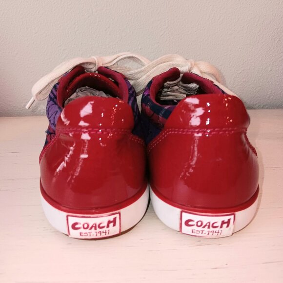 EUC ~ COACH BARRETT SIGNATURE WOMEN'S BERRY MULTI PLAID SNEAKERS ~ SIZE 7 - Picture 4 of 6